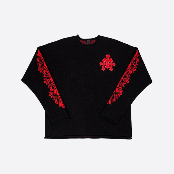 크롬하츠 울 스웨터, 블랙 앤 레드