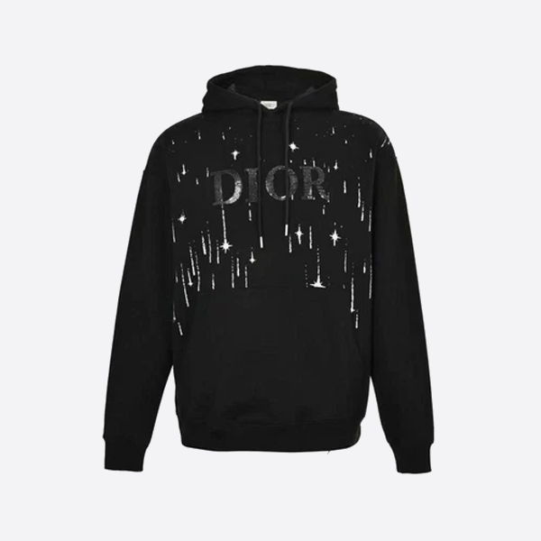 디올 미티어 자수 레터 후드 스웨트셔츠 (블랙)