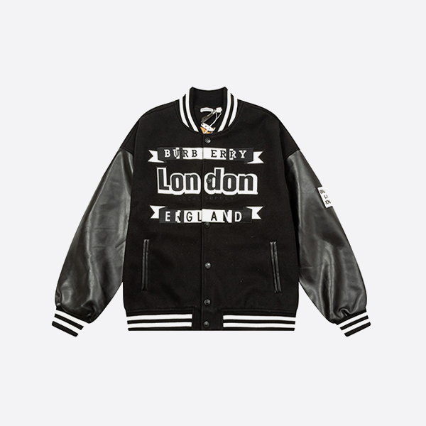 버버리 플로크 레터 자수 패치워크 야구 점퍼