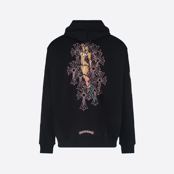 크롬 하츠 데들리 돌 콜라보 후드 집업 스웨트셔츠