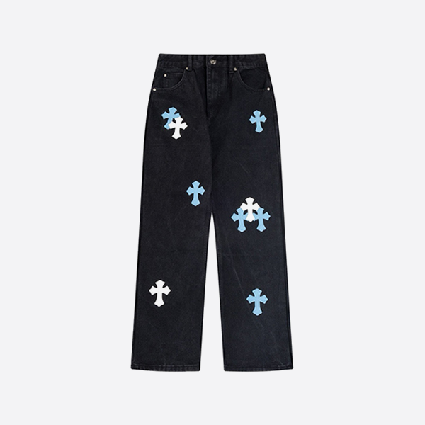 크롬 하츠 청바지, 블루와 화이트 컬러 블로킹