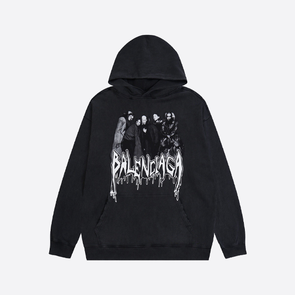 발렌시아가 포트레이트 디스트레스드 후디