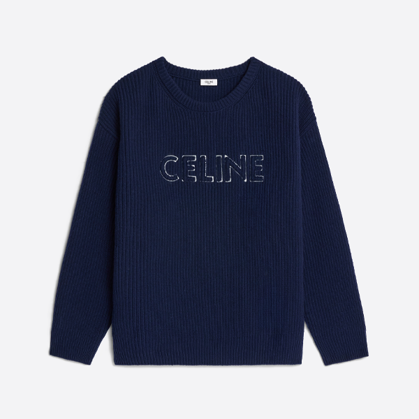 셀린느 자수 로고 크루넥 스웨터