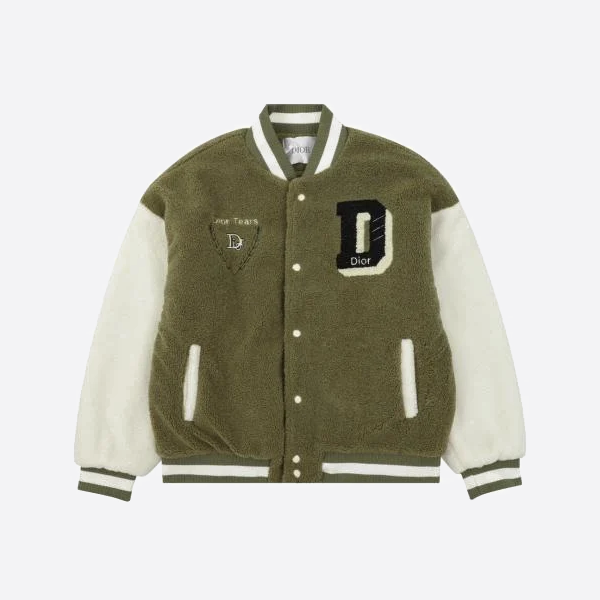 디올 플로럴 자수 레터링 램 울 코트