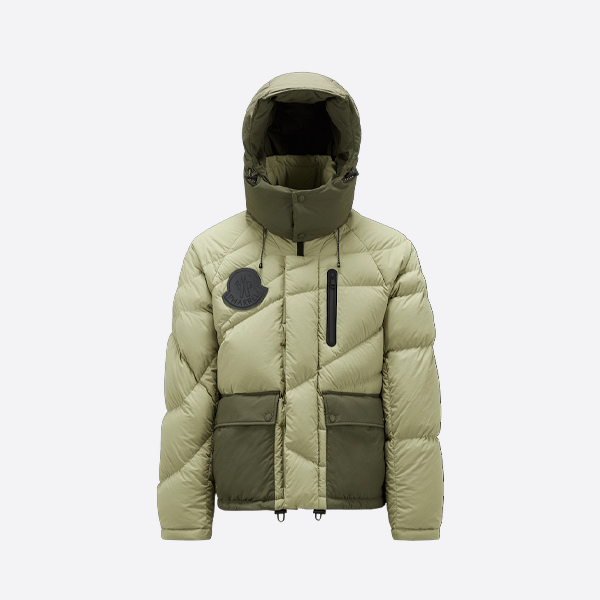 몽클레르 패치워크 방수 나일론 스티치 후드 반팔 다운 재킷