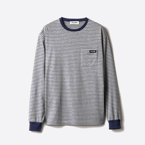 미우미우 회색 줄무늬 긴팔 티셔츠