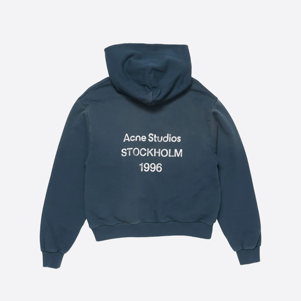 ACNE STUDIOS 1996 얼룩무늬 레터링 후드티, 블루