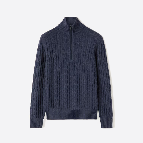 로로피아나 다크 블루 남성용 터틀넥 니트 스웨터