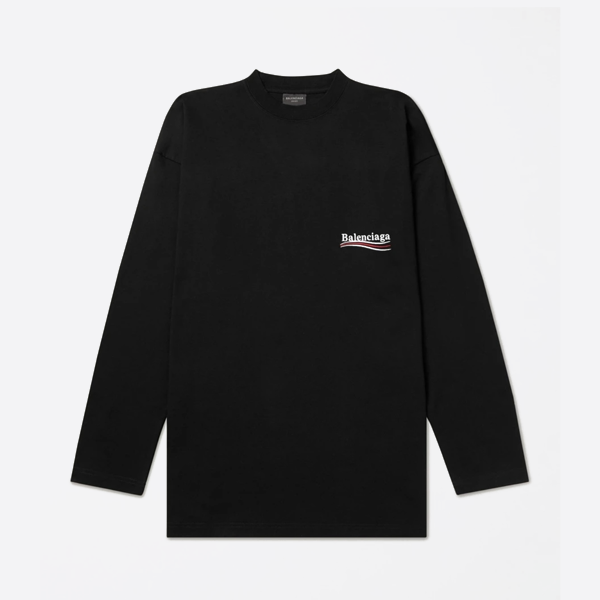 발렌시아가 긴팔 티셔츠, 앞뒤 물결 자수 장식