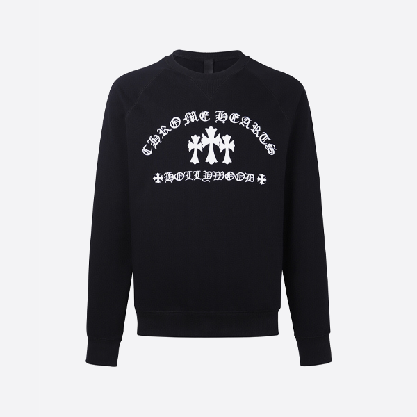 크롬하츠 산스크리트어 십자가 자수 스웨트셔츠