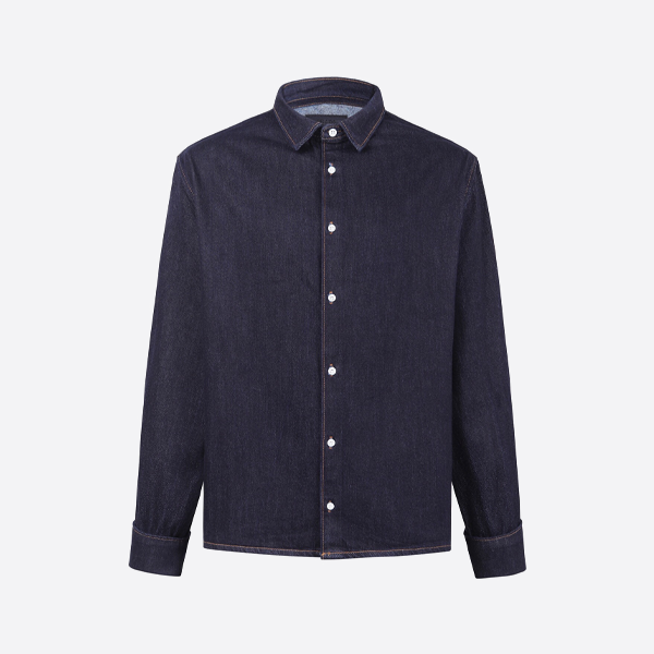 뒷면에 이름표가 있는 프라다 데님 재킷, 블랙