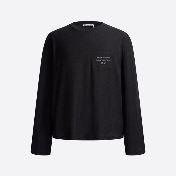 아크네 스튜디오 포켓 슬로건 긴팔 티셔츠 블랙