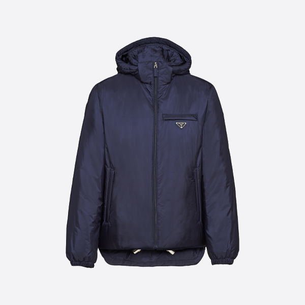 프라다 삼각형 로고 재활용 나일론 후드 다운 재킷