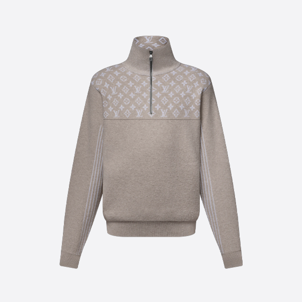 루이비통 스키 컬렉션 모노그램 자카드 하프집 스웨터