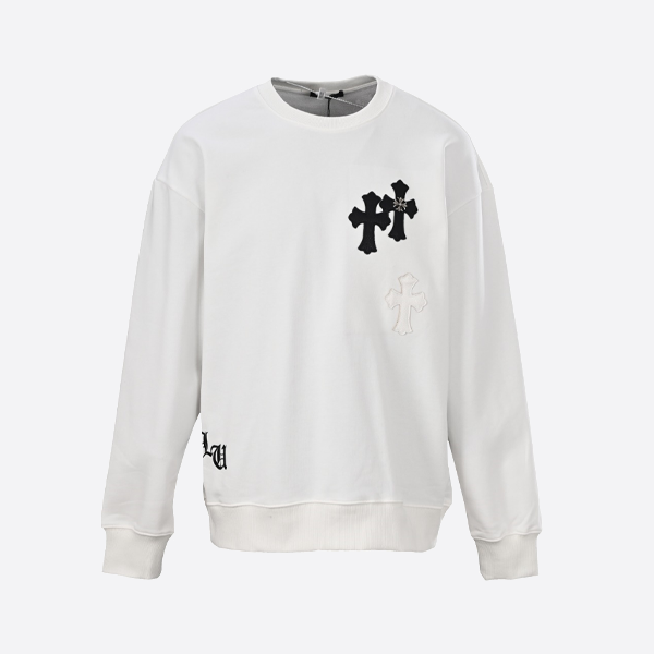 크롬하츠 가죽 크로스 크루넥 스웨트셔츠
