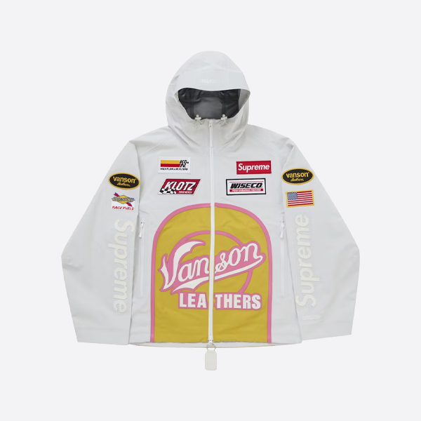 슈프림 x 밴슨 레더스 로고 아플리케 방수 지퍼 재킷 (화이트)