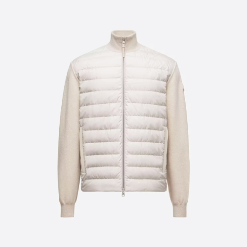 몽클레어 가죽 포켓 니트 패널 다운 재킷