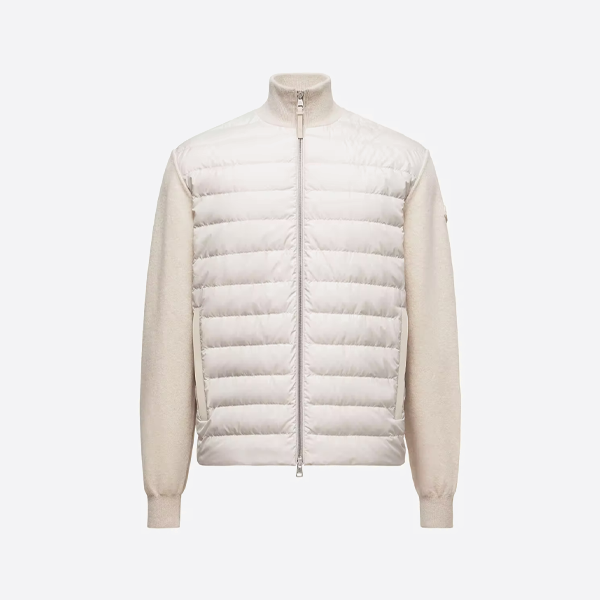 몽클레어 가죽 포켓 니트 패널 다운 재킷