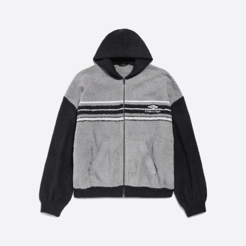 발렌시아가 패치워크 자수 로고 시어링 재킷