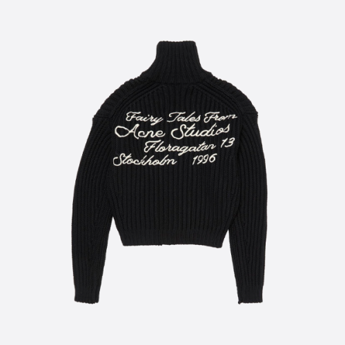 ACNE STUDIOS 뒷면 자수 지퍼업 니트 가디건 재킷