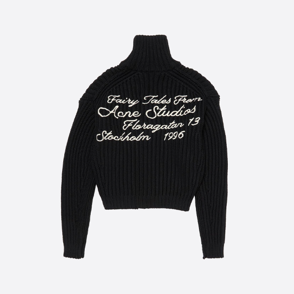 ACNE STUDIOS 뒷면 자수 지퍼업 니트 가디건 재킷