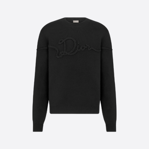 디올 트리플 컬러 시그니처 니트 터틀넥 스웨터 (블랙)