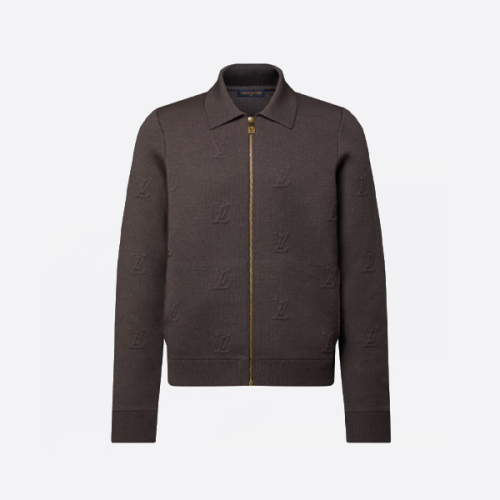 루이비통 엠보싱 레터링 지퍼업 니트 칼라 재킷