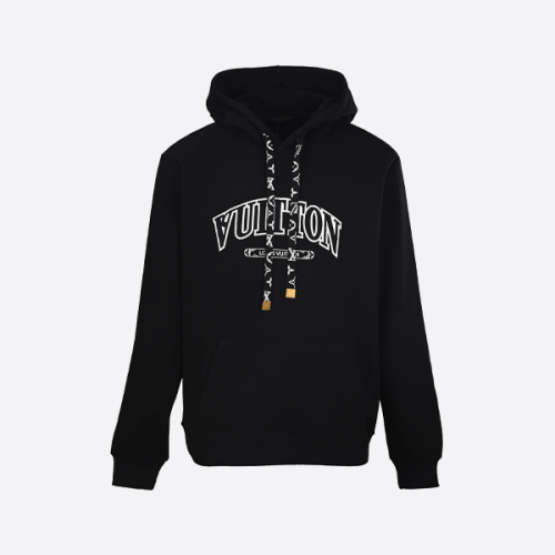 루이비통 타월 아플리케 레터 후드 스웨트셔츠