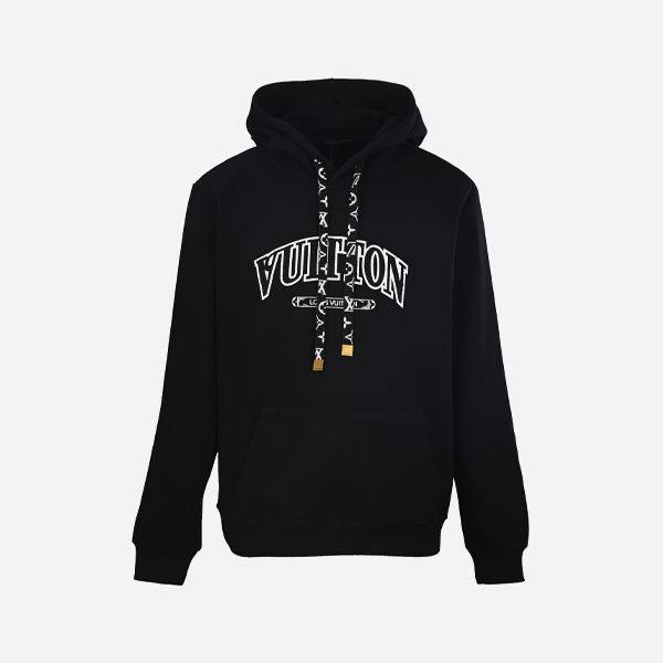 루이비통 타월 아플리케 레터 후드 스웨트셔츠