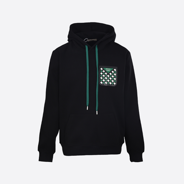 보테가 베네타 블랙 컬러 우븐 포켓 후드 스웨트셔츠