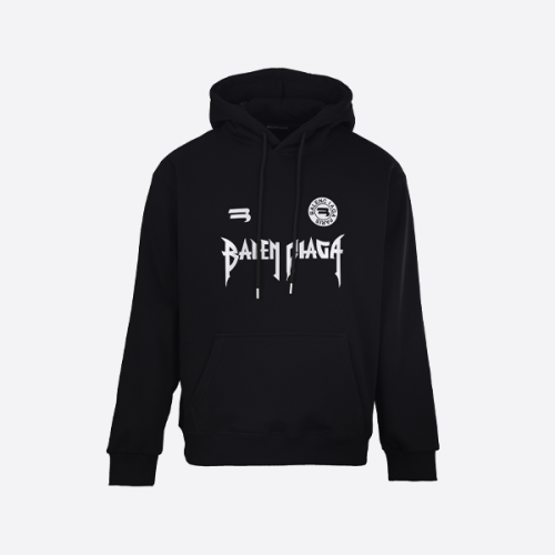 발렌시아가 고딕 레터링 후드티 블랙