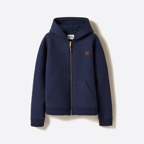 미우미우 가죽 지퍼 후드 재킷