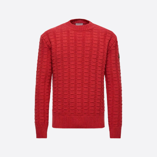 몽클레르 로고 엠보싱 니트 크루넥 스웨터 (레드)