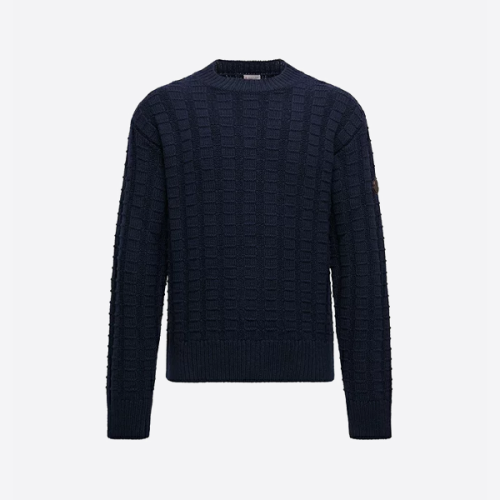 몽클레르 로고 엠보싱 니트 크루넥 스웨터 (블랙)