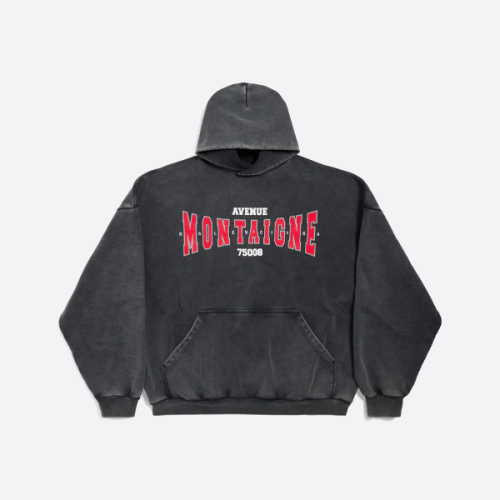 발렌시아가 자수 레터 워싱 후드 스웨트셔츠