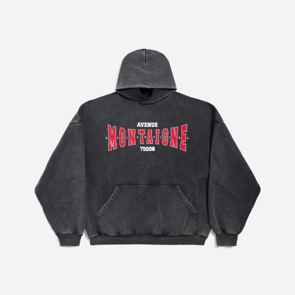 발렌시아가 자수 레터 워싱 후드 스웨트셔츠