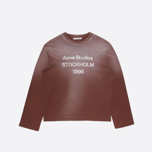 아크네 스튜디오* 1996 컬렉션 머디 그라디언트 디스트레스드 프린트 크루넥 긴팔 티셔츠