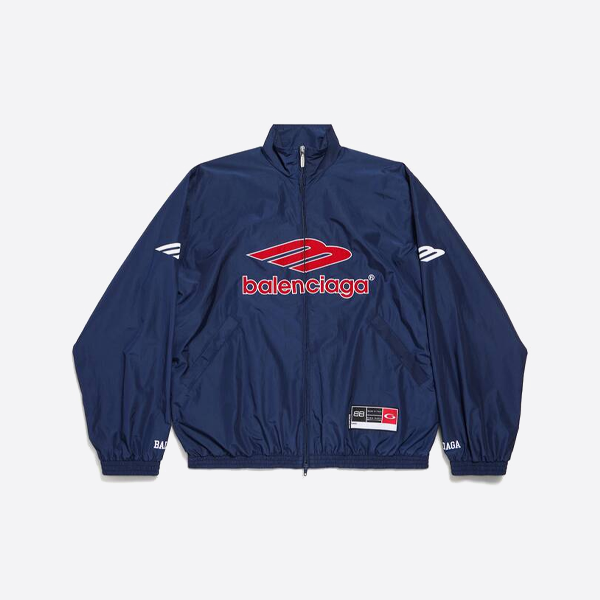 발렌시아가 자수 나일론 캐주얼 윈드브레이커 재킷, 블루