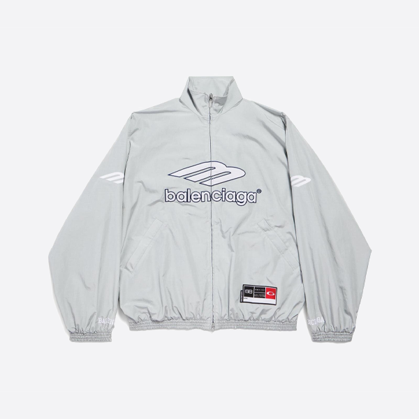 발렌시아가 자수 나일론 캐주얼 윈드브레이커 재킷, 그레이