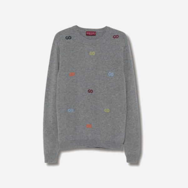 구찌 로고 자카드 크루넥 스웨터