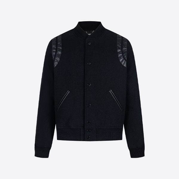 생 로랑 클래식 패치워크 가죽 칼라 재킷