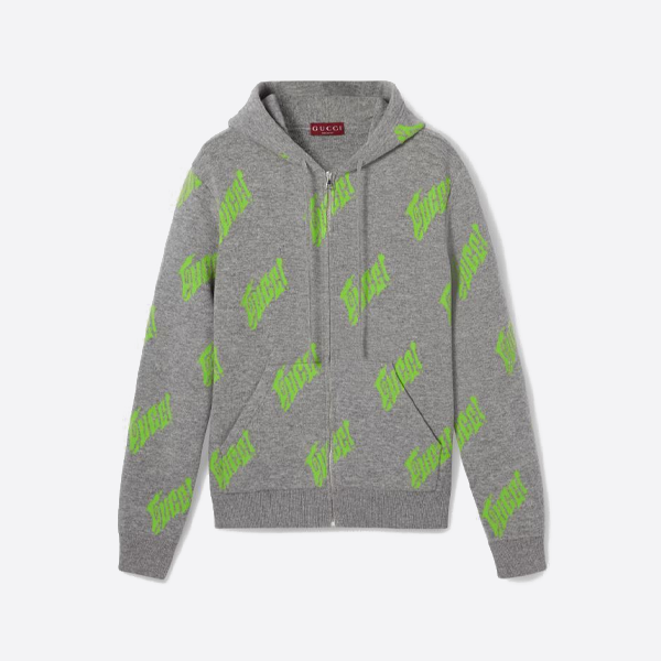 구찌 리버서블 자카드 캐시미어 혼방 후드 스웨터 가디건