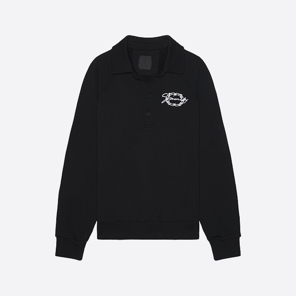 지방시 필기체 자수 꽃무늬 왕관 폴로 스웨트셔츠