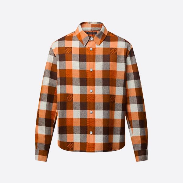 루이비통 오렌지 다미에 자카드 플란넬 긴소매 셔츠