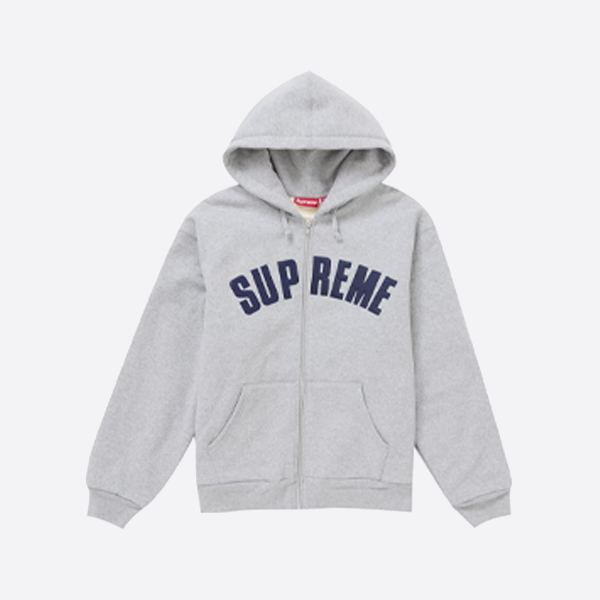 슈프림 아플리케 자수 레터 후드 재킷, 그레이