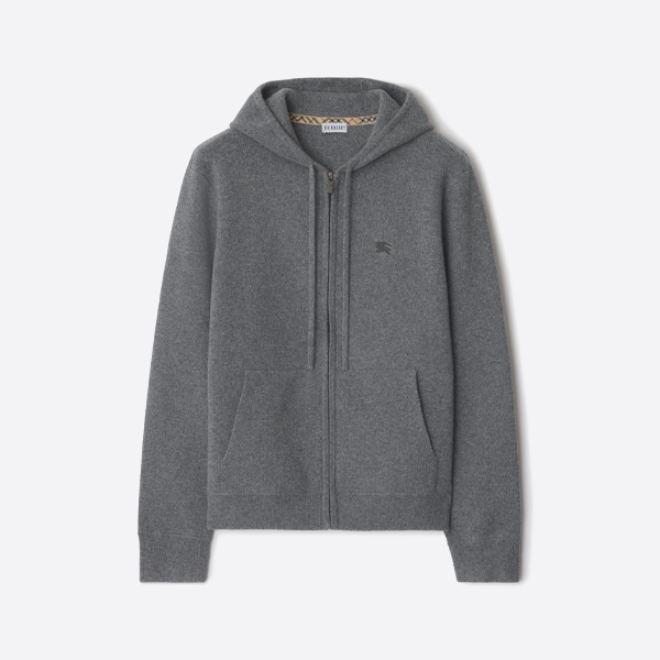 버버리 말 자수 지퍼 니트 후드 재킷