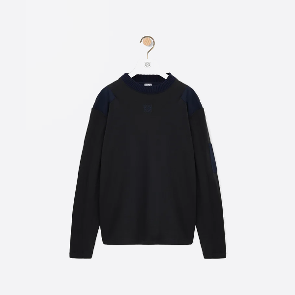 로에베 패치워크 크루넥 니트 스웨터 (어깨 버튼 포함)