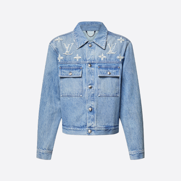 루이비통 워싱 처리된 찢어진 데님 재킷