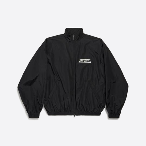 발렌시아가 종이 질감의 와시 테이프 지퍼 재킷