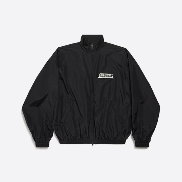 발렌시아가 종이 질감의 와시 테이프 지퍼 재킷